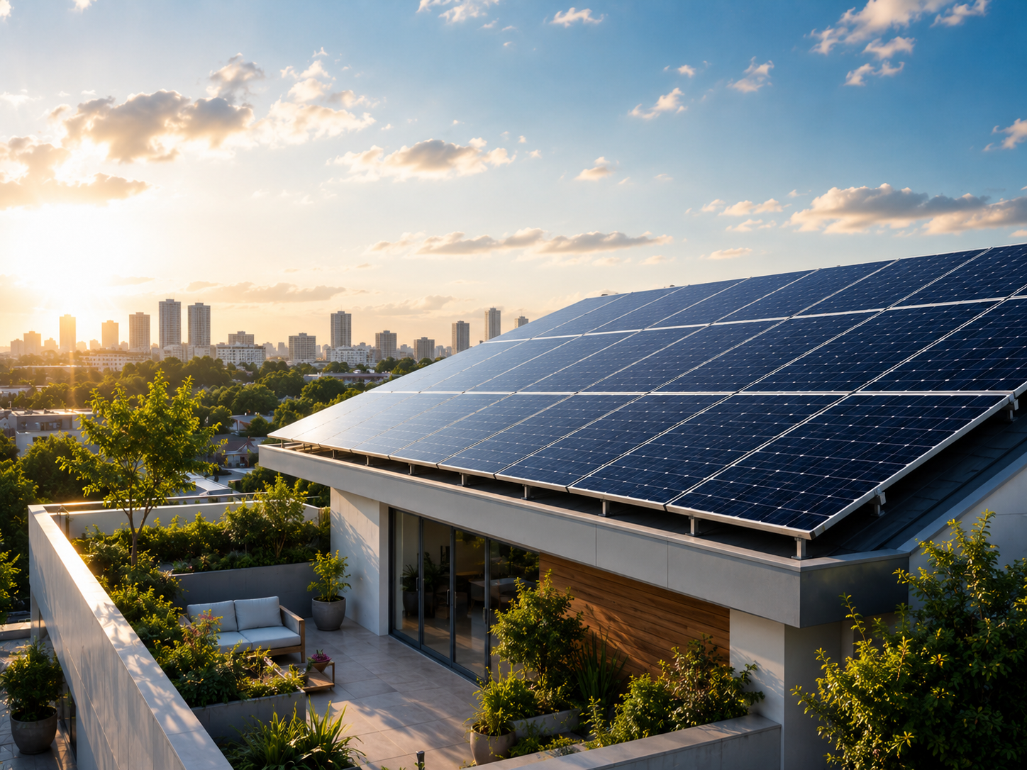 Rooftop solar panels on residential home