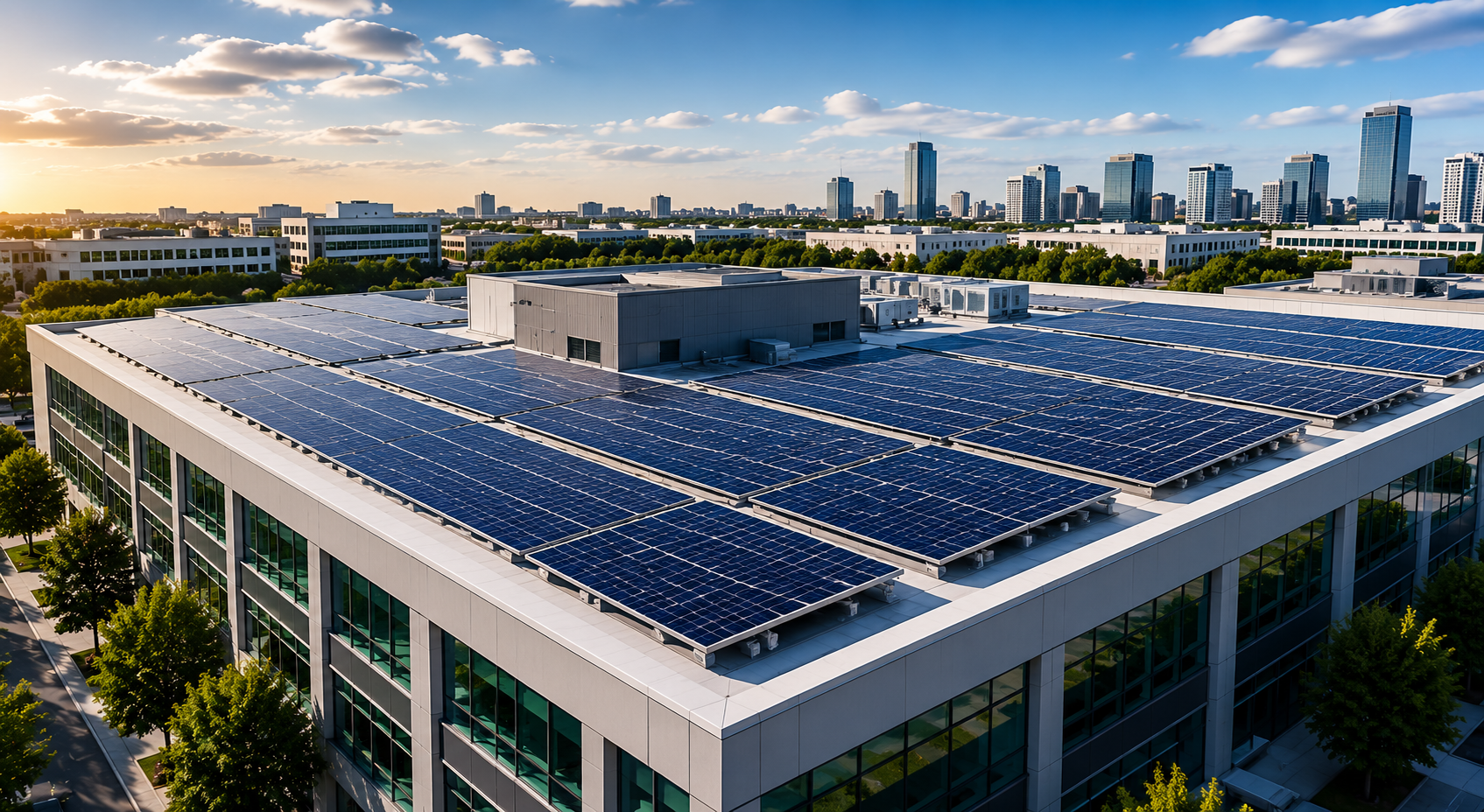 Commercial rooftop solar on office building