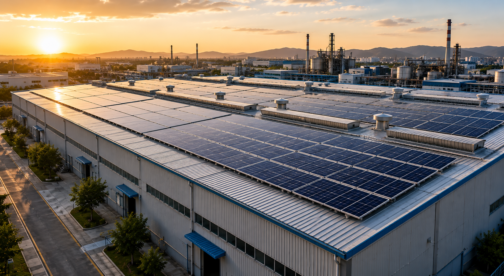Industrial rooftop solar on factory