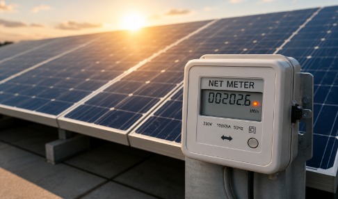 Solar panels with net meter device